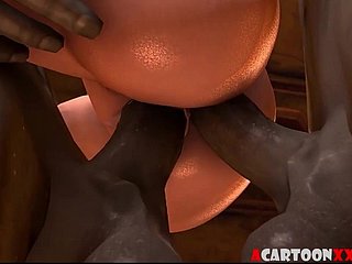 Большие сиськи 3D принцесса трахнула большими членами дьяволов