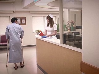Adorable Asian nurse give a steamy blowjob in a close up  shoot