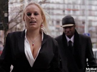 Chubby with big tits bunging on massive dick hardcore in interracial porn