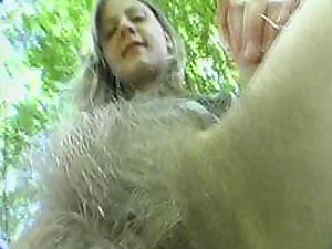 Stunning Blonde Teen With a Super Hairy Pussy Gets Banged Outdoors