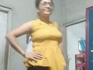 Aunty in the matter of mean blouse together with bra together with undergarments