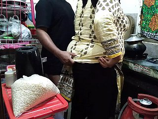 Tamil 55 year venerable hot mother in dissimulation fucked by lass in dissimulation in kitchen - Cum in along to big arse