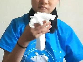 Chinese unshaded gives blowjob