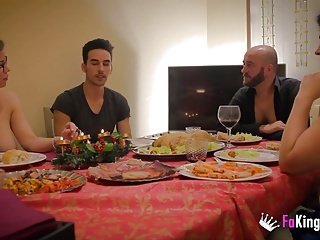 Krismas keluarga makan malam witha sentuhan